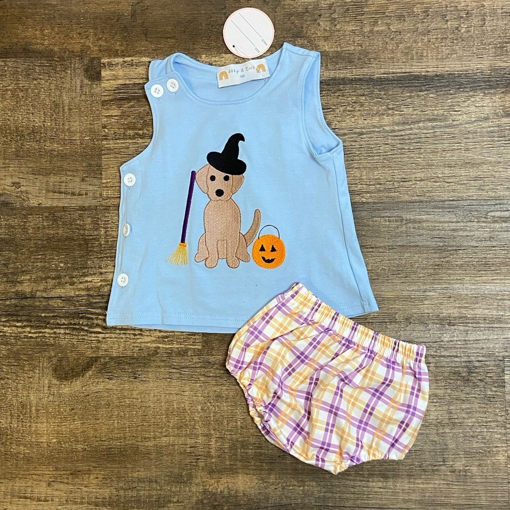 Halloween Pumpkin Puppy Outfit Set Boy's Newborn First Patch Fall Photo Shoot - Picture 3 of 10
